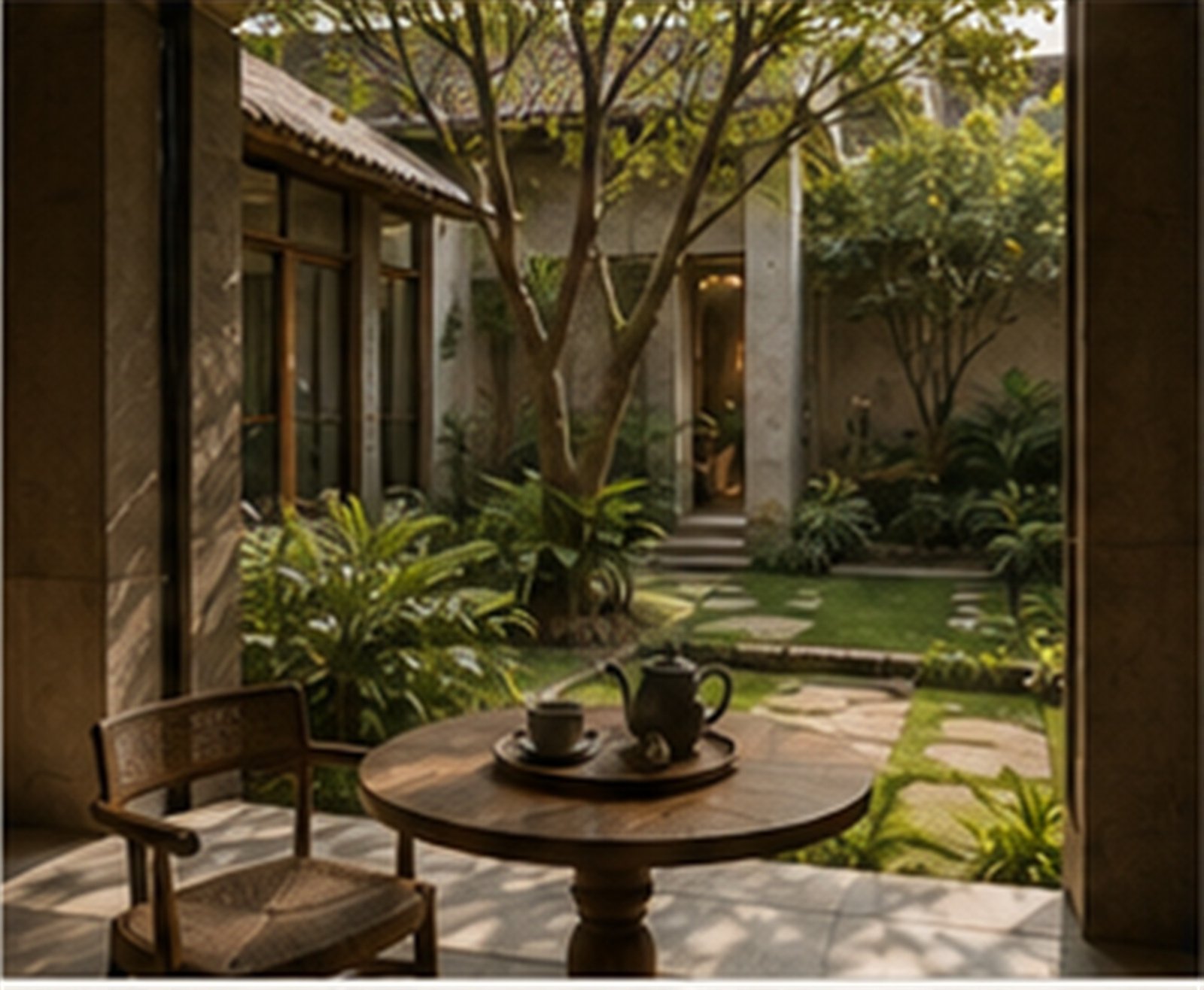 Tea nook by the courtyard