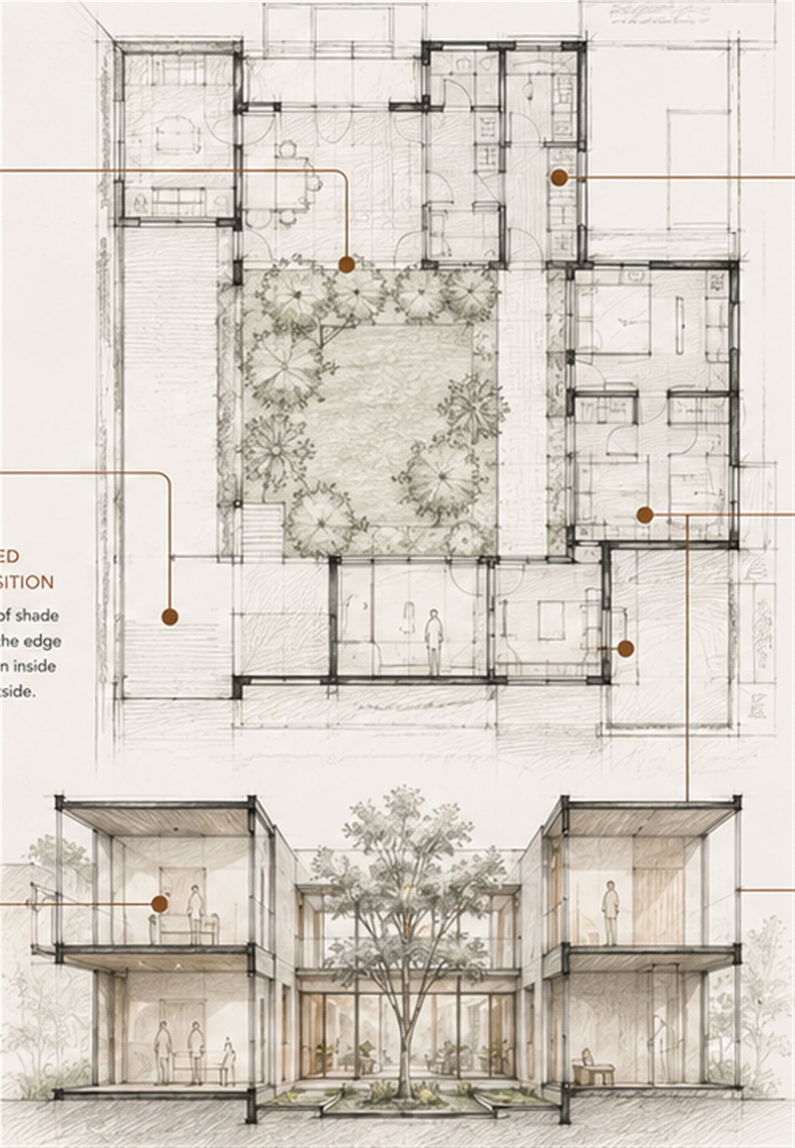 Architectural plan and section drawing